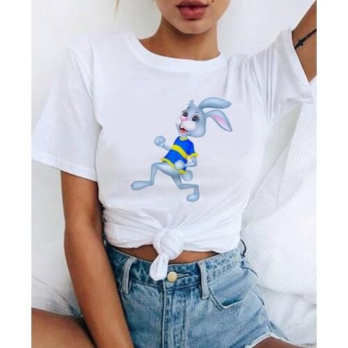 Women Aesthetic shirt Ullzang Harajuku Vintage tshirt New Fashion Top Tees Cartoon Rabbits Painting T Shirt Female Tumblr