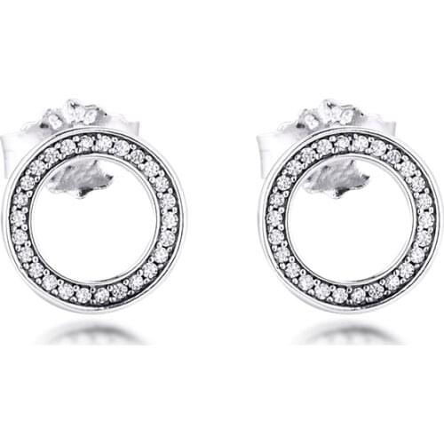 100% Authentic 925 Sterling Silver Forever Signature Stud Earrings for Women Silver Earrings Fine Jewelry brincos berloques