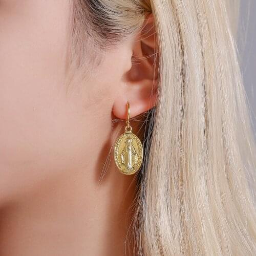 Trendy Vintage Virgin Mary Earrings Fashion Metal Earring Idol Religious Earrings Womens Party Jewelry