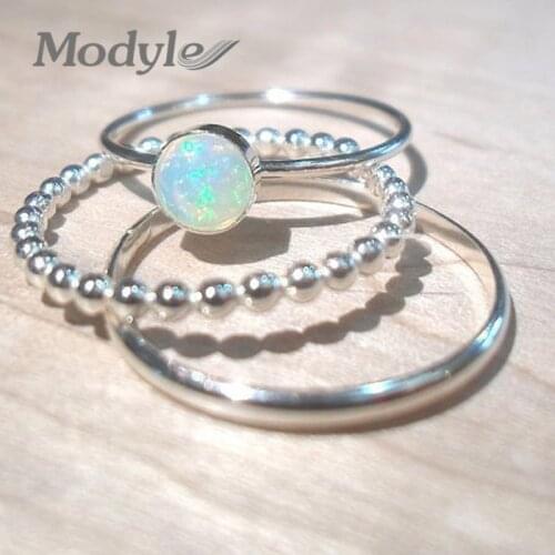Modyle 2018 Vintage Flower Opal Rings For Women Geometric Pattern Big Knuckle Rings Set Bohemian Jewelry Party Gift