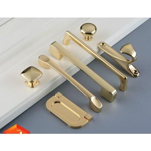 Golden handle Nordic wardrobe drawer cabinet modern minimalist light luxury solid cabinet door handle single hole
