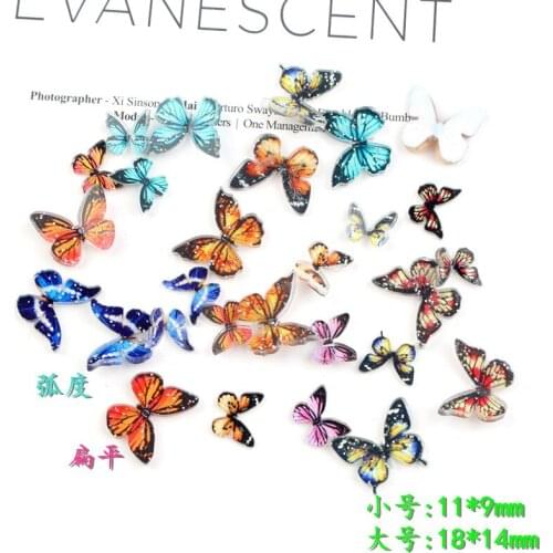 10pcs DIY plastic Acrylic resin 3D butterfly charms kawaii flatback cabochon for bracelet/earrings/necklace jewelry making
