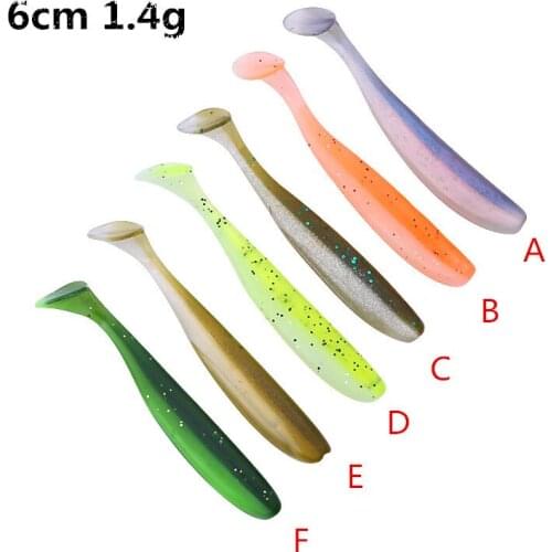12Pcs/lot Wobblers Fishing Lures 6cm 1.4g Silicone Easy Shiner Swimbait Double Color Carp Artificial shrimp salt Soft Lure YU030