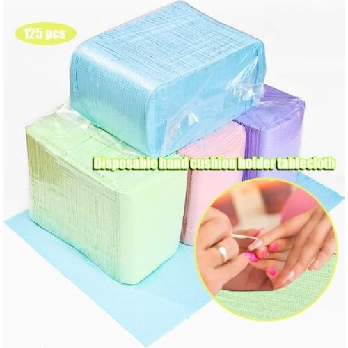 125PCS Disposable Cleaning Pad Nail Art Table Mat Care Polishing Waterproof Tablecloth Foldable Lint Paper 4 Colors