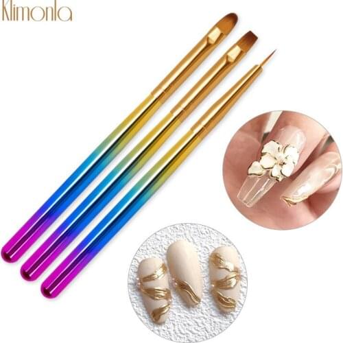 3Pcs/Lot Nail Art Brush for Acrylic Powder Flower Drawing Liner Pen Rhinestone UV Gel Gradient Manicure New Design Brush Tools