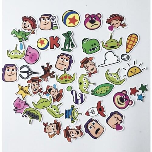 40pcs Pixar cartoon toys zong mobilize cartoon cute Stickers For Suitcase Skateboard Laptop Luggage Fridge Phone DIY Decal