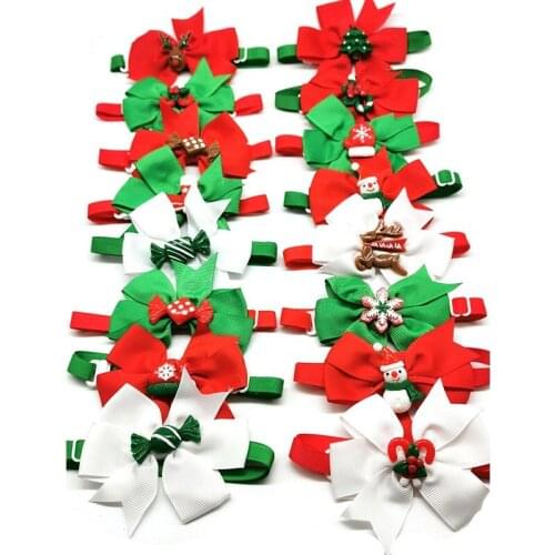 50/100pcs Christmas Pet Grooming Product Small Dog Cat Bowtie Necktie with Xmas Accessories Dog Tie BowTie Pet Supplies Dog Bows