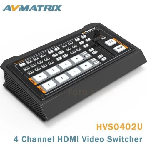 Avmatrix HVS0402U NEW 4 Channel HDMI Video Switcher Live Atreaming Qith Luma key Chroma key Downstream key FTB/ PIP for Tally