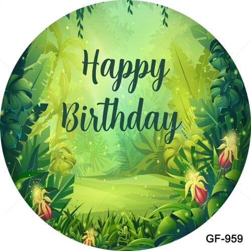 Wonderland Jungle Round Backdrop Covers Fairy Tales Wild One Baby Shower Birthday Wallpaper Circle Background Cake Table Decor