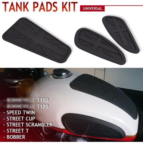 Black T120 T100 Vintage Motorcycle Anti slip Tank Pads Gas Knee Grip Traction Pads Side Decals Universal For Triumph Bobber