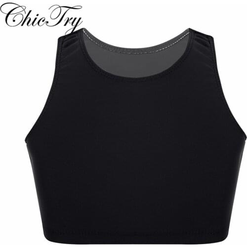 Kids Girls Teenage Child Ballet Dance Crop Top Sleeveless Basic Crop Top Tanks Tops for Ballet Dance Stage Performance Workout