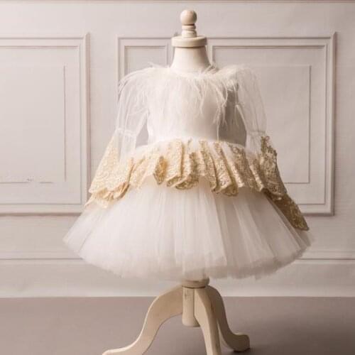 Baby Girl 1 Year Birthday Dress Applique Decoration Toddler Girl Christening Dress Infant Princess Party Dresses For Girls