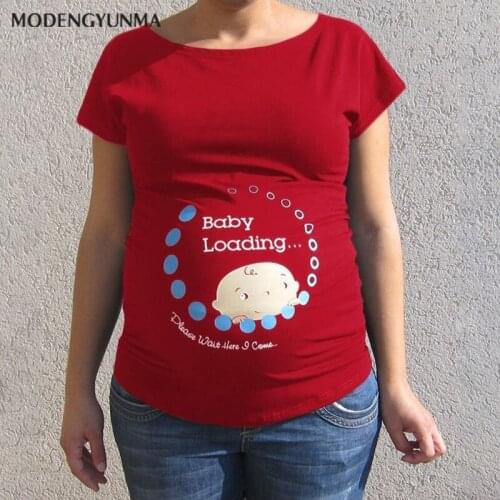 Maternity T-shirt Baby Loading Summer Pregnancy Tops Women Pregnant Baby Printed Plus Size Funny T-Shirt Maternity Lady Tops