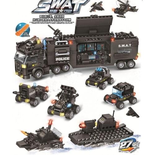 Fighter Mecha Ren Building Blocks Military Flying Tigers Military Police SWAT Team Bricks Toys Model For Children Birthday Gifts