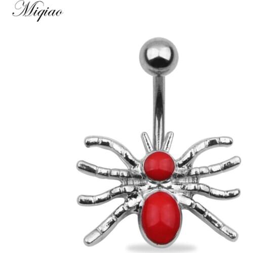 Miqiao 1pcs Hot New Product Stainless Steel Hypoallergenic Red Spider Belly Button Body Exquisite Piercing Jewelry