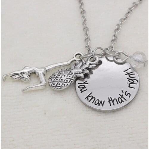 Fashion Inspirational Necklace yoga girl pineapple you know that is right Alloy Necklace Chains Jewerly For Women N2039