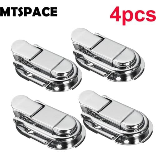 MTSPACE 4pcs/Set Luggage Guitar Musical Trolley Flight Case Button Knot Drawbolt Closure Latch For Wooden Boxes Air Iron Silver