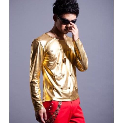 Singer Golden Rivets round collar mens t shirts fashion 2020 men tshirt t-shirt men camisetas masculinas t shirts Customizable