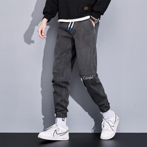 2021 New Autumn Loose Harem Jeans Men Streetwear Letter Embroidery Denim Joggers Men Casual Baggy Jean Trousers Plus Size 8XL