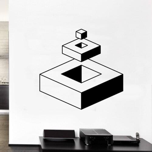 Optical Illusion Cubic Mural Geometrical Shape Wall Decal Geometric Sticker Home Livingroom And Hotel Decoration A002309