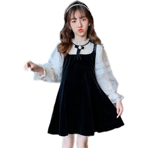 Dress Girl Patchwork Dress For Girl Spring Autumn Kids Dresses Casual Style Costume For Girls 6 8 10 12 14