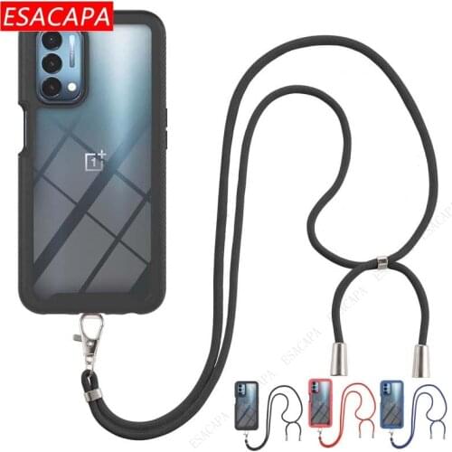 3 in 1 Shockproof Armor Cover For Oneplus Nord N200 N100 N10 5G Crossbody lanyard Chain Phone Case For One plus 9 Pro 8T Plus