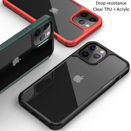 Clear Transparent TPU Acrylic Case For iPhone 12 Pro Max mini Drop resistance Rugged Airbag Cover For iPhone 12 mini