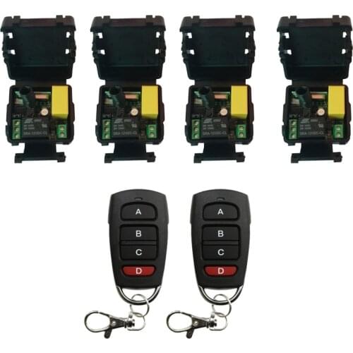 RF mini Wireless Remote Control AC 220 V 1 channel 10A Relay Output Radio 4 Receiver & 2 transmitter effective distance 50m