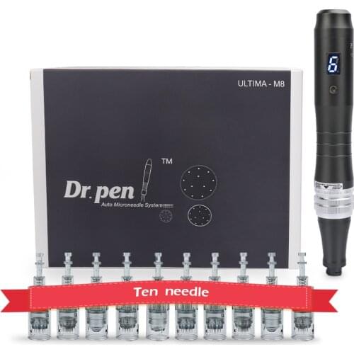 Micro Needling Pen Wired 6 Digital Speed Dr Pen M8 with 12pcs Needle Cartridge Derma Pen Kit for Micr Needle Therapy Facial Care