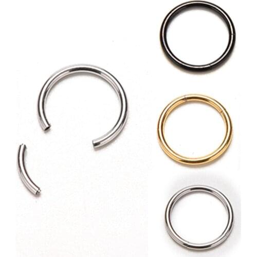 Chic Hinged Segment Ring Titanium Septum Clicker Piercing Nose Lip Ear Ring