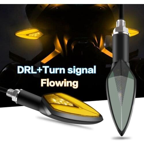 LED DRL Turn Signal Flowing Motor Led Light Indicator Lamp Flashing Motorcycle Yellow Amber Tail Lamp FZS CB150 Force 12V
