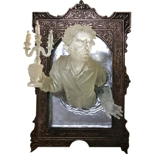 Luminous Ghost Mirror Frame Resin Horrible Sculpture Living Room Mirror Desktop Bedroom Stickers Modern Family Halloween Decor