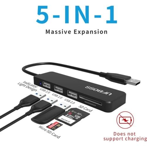 USB Hub, 5-in-1 USB Adapter with 3 USB 2.0, SD/TF Card Reader, USB Dock Compatible for MacBook, iPad Pro, XPS, and More