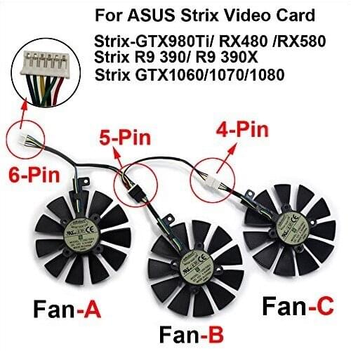 87MM T129215SU 12V 0.50A Cooling Fan For ASUS GTX980Ti R9 390X 390 GTX1070 Graphics Card Fans STRIX R9390 RX480 1070TI RX580