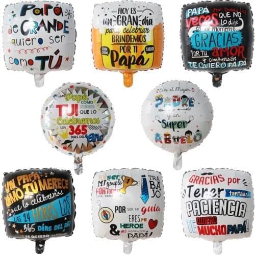 10pcs Spanish Happy Fathers Day Balloons super PaPa Aluminium Foil Helium Balloons Fathers Theme Party Decoration Air Globos