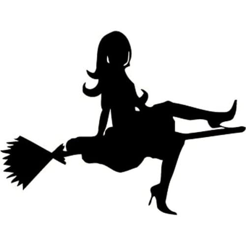 15.5cm*11.5cm Flying Witch Hot Sexy Funny Vinyl Car-styling Car Sticker Decals Black/Silver S6-3951