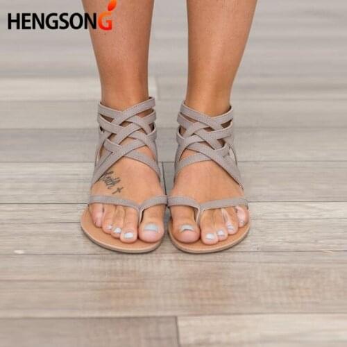 Women Sandals Fashion Gladiator Sandals For Women Summer Shoes Female Flat Sandals Rome Style Cross Tied Sandals Shoes Women 43