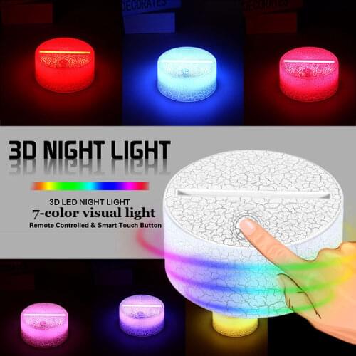1PCS USB Cable Touch 3D LED Light Holder Lamp Base Night Light 7 Colors Colorful Light Bases Table Decor Holder