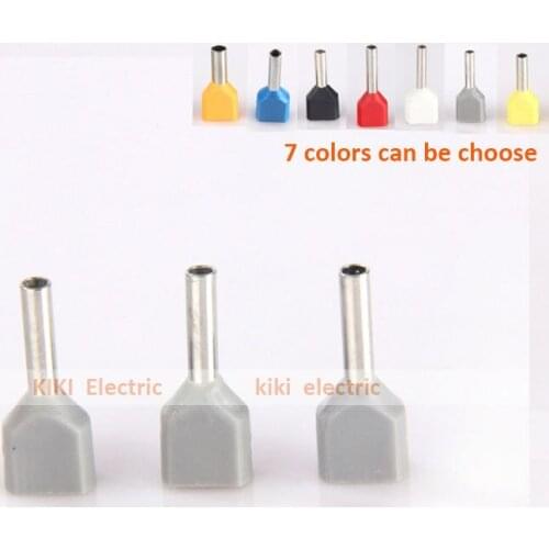 1000pcs/lot Copper Crewel Tube Insulating Terminal for 2*0.75mm2 wire Dual wire Cord End Terminals TE7508