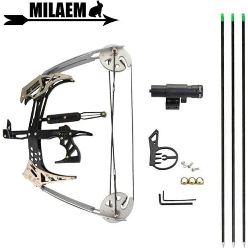 25lbs Archery Mini Compound Bow Set 23inch Triangle Bow Arrows Laser Sight Hunting Shooting Fishing Accessories