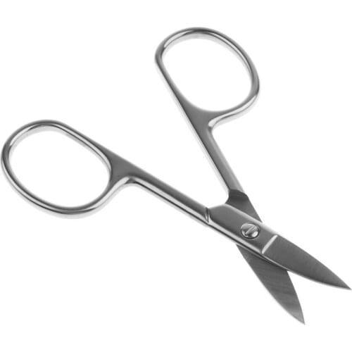 2x Safety Steel Nose Hair Scissors Beard Eyebrow Mustache Trimmer with Case