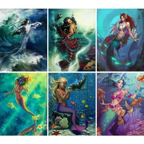 5D DIY Diamond Painting Full Round Square Cartoon Mermaid Gift 3D Embroidery Mosaic Cross Stitch Kit Mural Home Decoration
