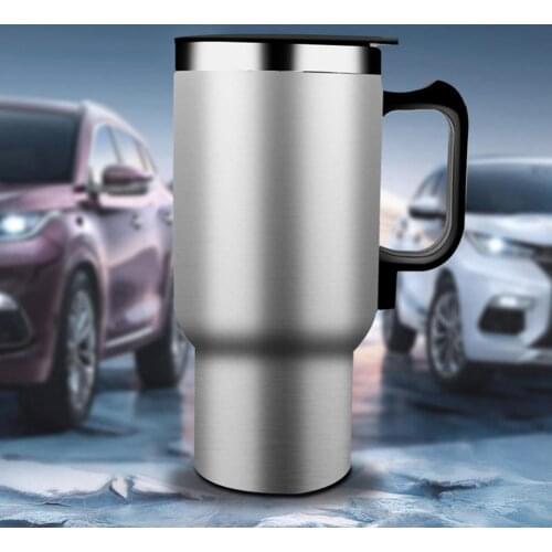 80% Hot Sell 500ML 12V Car Vehicle Heating Stainless Steel Water Cup Kettle Coffee Heated Mug