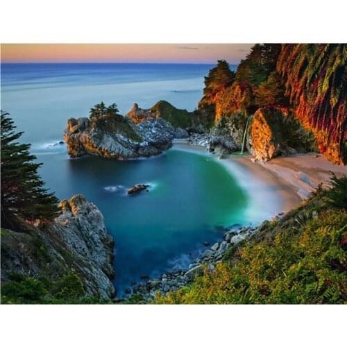 Diamond Embroidery Landscape Full Round Diamond Painting Harbor Picture of Rhinestone Mosaic Bead Home Livign Room Decor