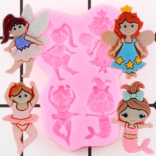 Angel Silicone Molds Fairy Cake Decorating Tools Mermaid Cupcake Baking Fondant Mold Polymer Clay Candy Chocolate Gumpaste Mould