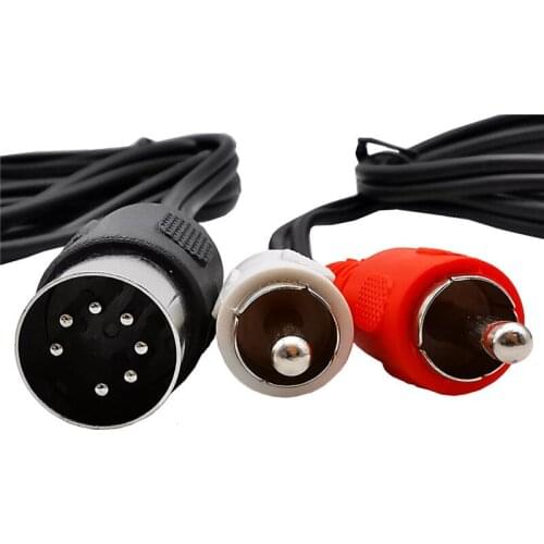 7-Pin DIN Male MIDI Cable to 2 Dual RCA Male Plug Audio Cable 0.5m 1.0m 1.5m