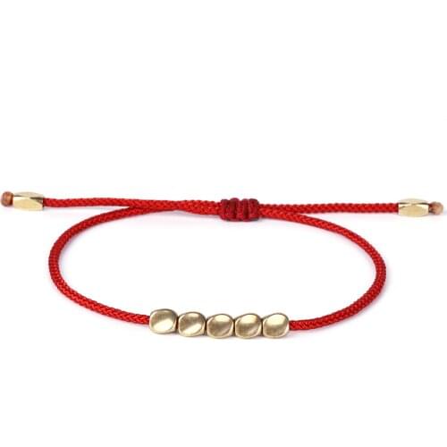 MolySense Handmade Tibetan Copper Beads Cotton Thread Lucky Rope Bracelet & Bangles For Women Men Bracelets