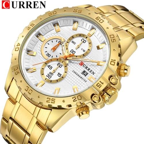 Curren Men Watch 2019 Top Brand Luxury Business Golden Male Wrist Watches Chronograph Gold Man Watch 2018 Relogio Masculino