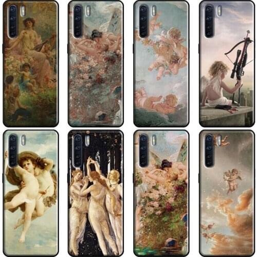 Renaissance Angel Cupid Art Paint Soft For OPPO F5 F7 A52 A72 A1K A5S A15 A83 A91 A31 A53 A9 A5 2020 Reno 4 Pro 2Z Cover