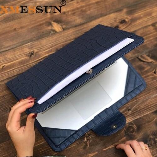 XMESSUN Crocodile Pattern Leather Laptop Sleeve Bag Notebook Case Cover Pouch For 13.3 inch Macbook Air Pro Retina